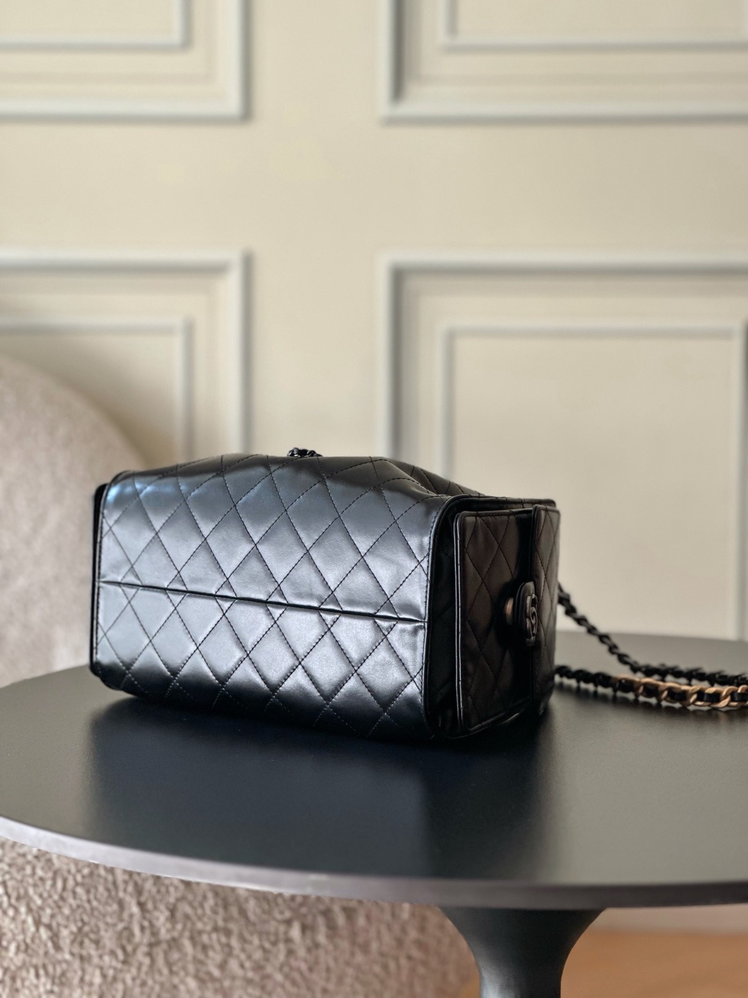 Chanel 25Bag 25C Oil-waxed leather black & gold small