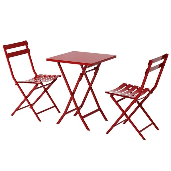 3Piece Patio Bistro Set of Foldable Table and Chairs,Dark Green