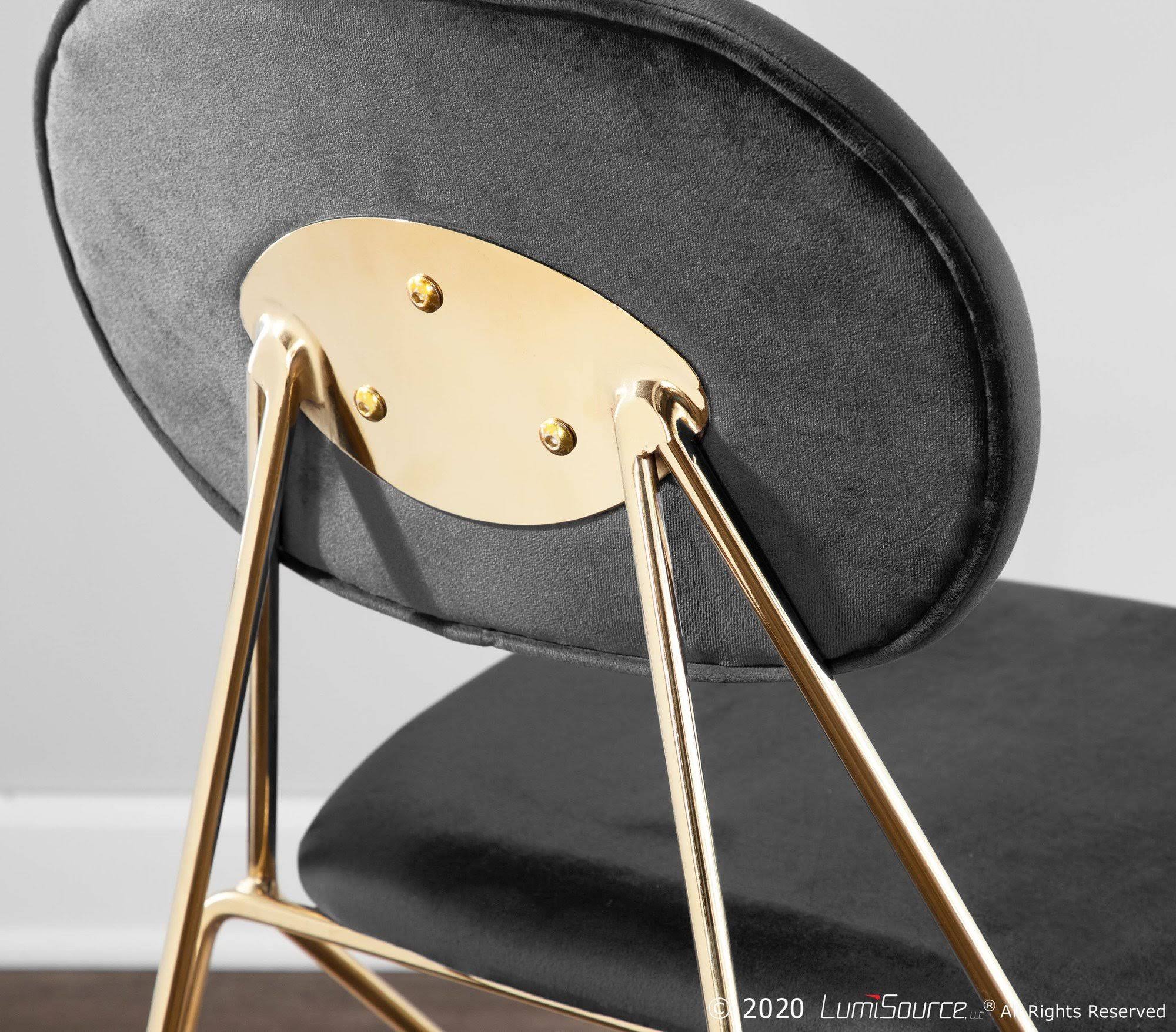 LumiSource Gwen Chair - Set of 2 - Gold Metal, Black Velvet