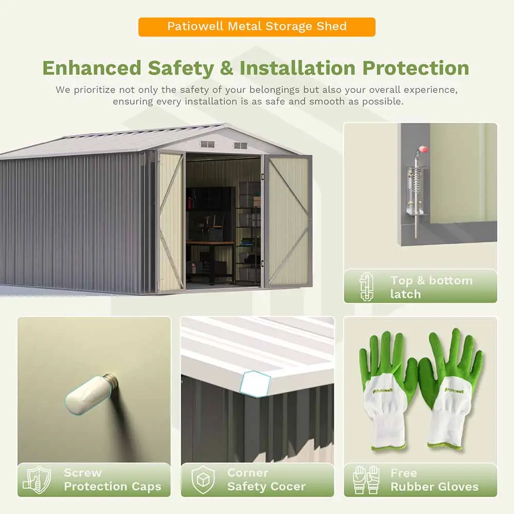 Patiowell 10x12 Metal Shed Pro With an Optional Floor Base