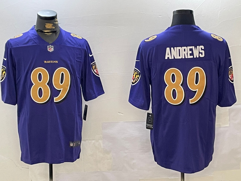 Men's Baltimore Ravens Mark Andrews #89 Purple Game Jersey Joint Edition