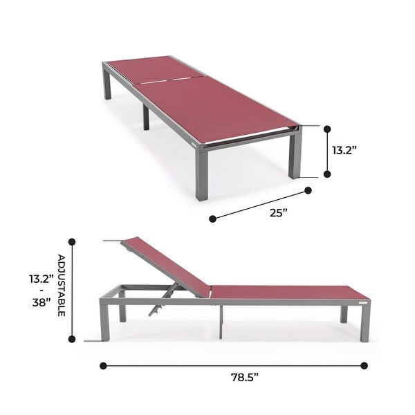 Aluminum Beach Pool Sun Lounge Chair Sling Mesh Fabric Reclining Stackable Lounger Chair