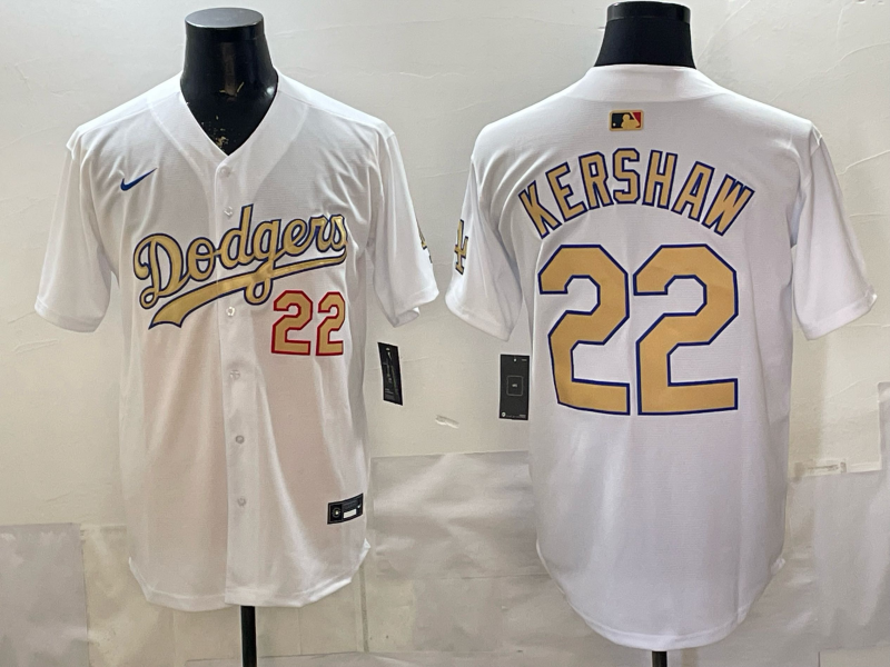 Men's Los Angeles Dodgers Clayton Kershaw #22 White 2025 Gold Collection Limited Jersey