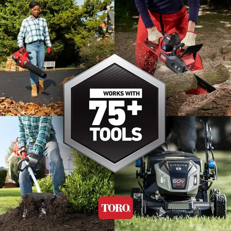 Toro 60V Max Lithium-Ion Brushless Cordless 15 in. / 13 in. String Trimmer – 2.0 Ah Battery and Charger Included 51831