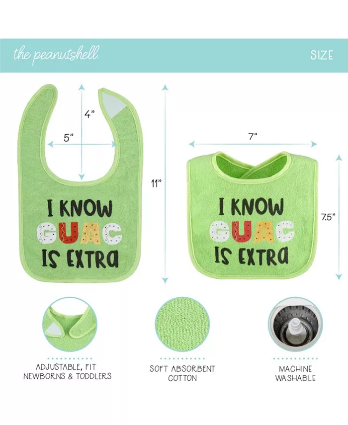 The Peanutshell Baby Girl Terry Bibs, 18 Pack for Feeding, Teething, or Drooling, Neutral Foods Holiday