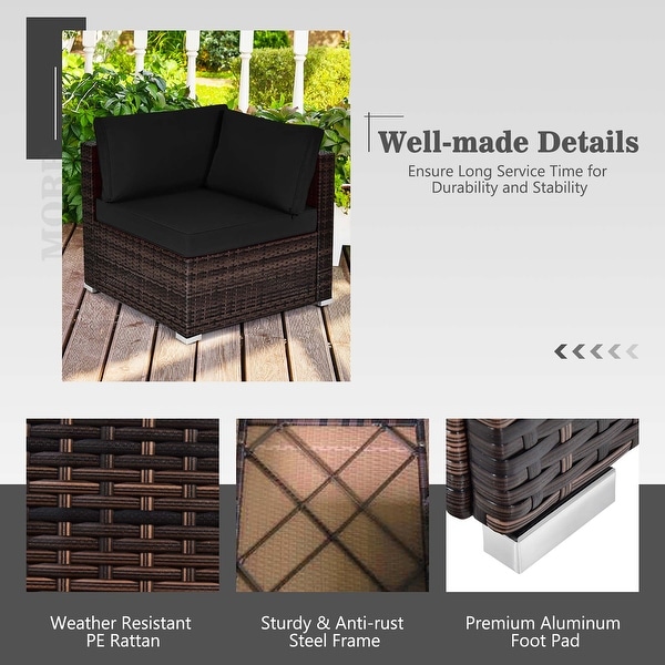 7PCS Patio Conversation Set Furniture Set w /50,000 BTU Fire Pit Table