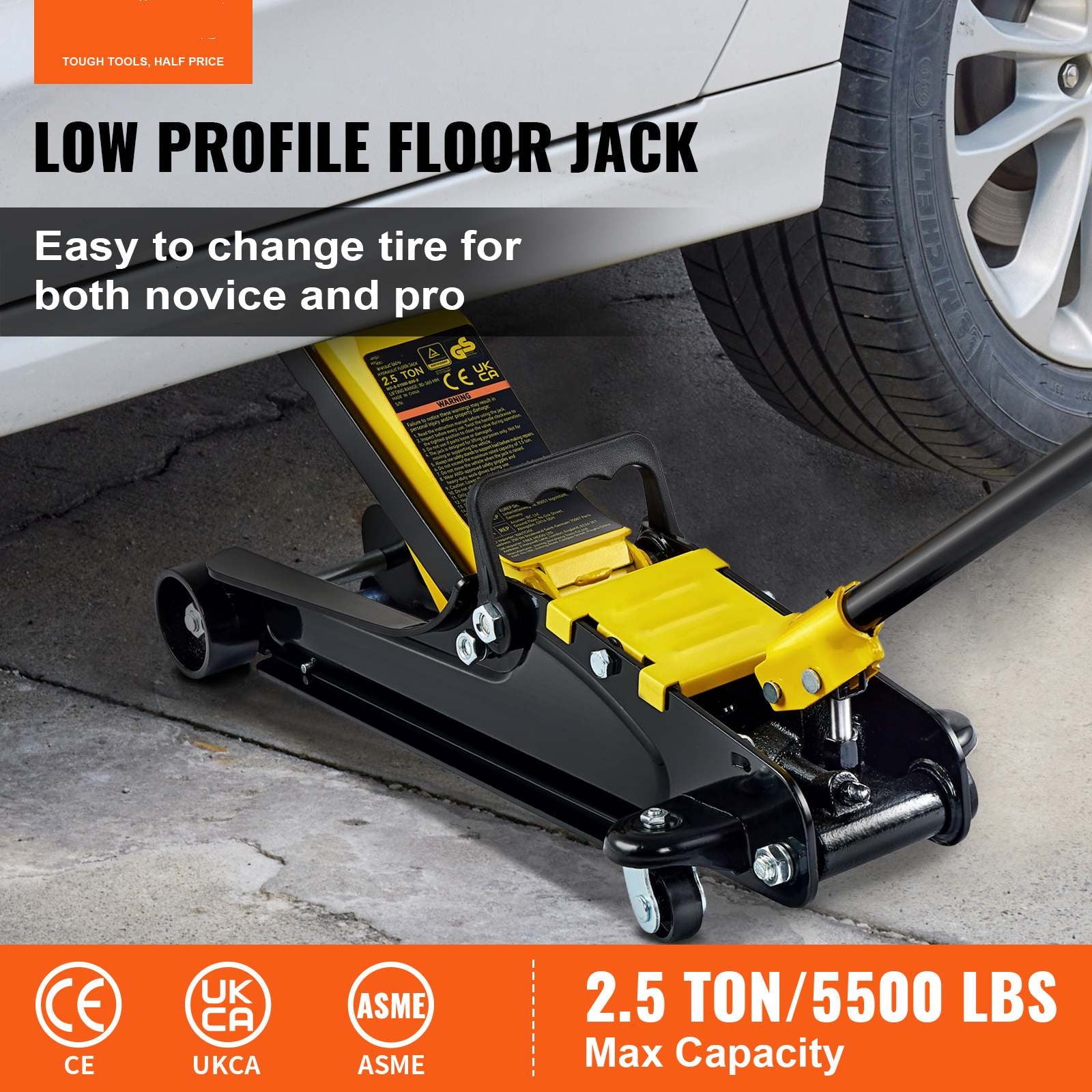 BENTISM Low Profile Floor Jack 2.5 ton Heavy Steel Single Piston Hydraulic Pump