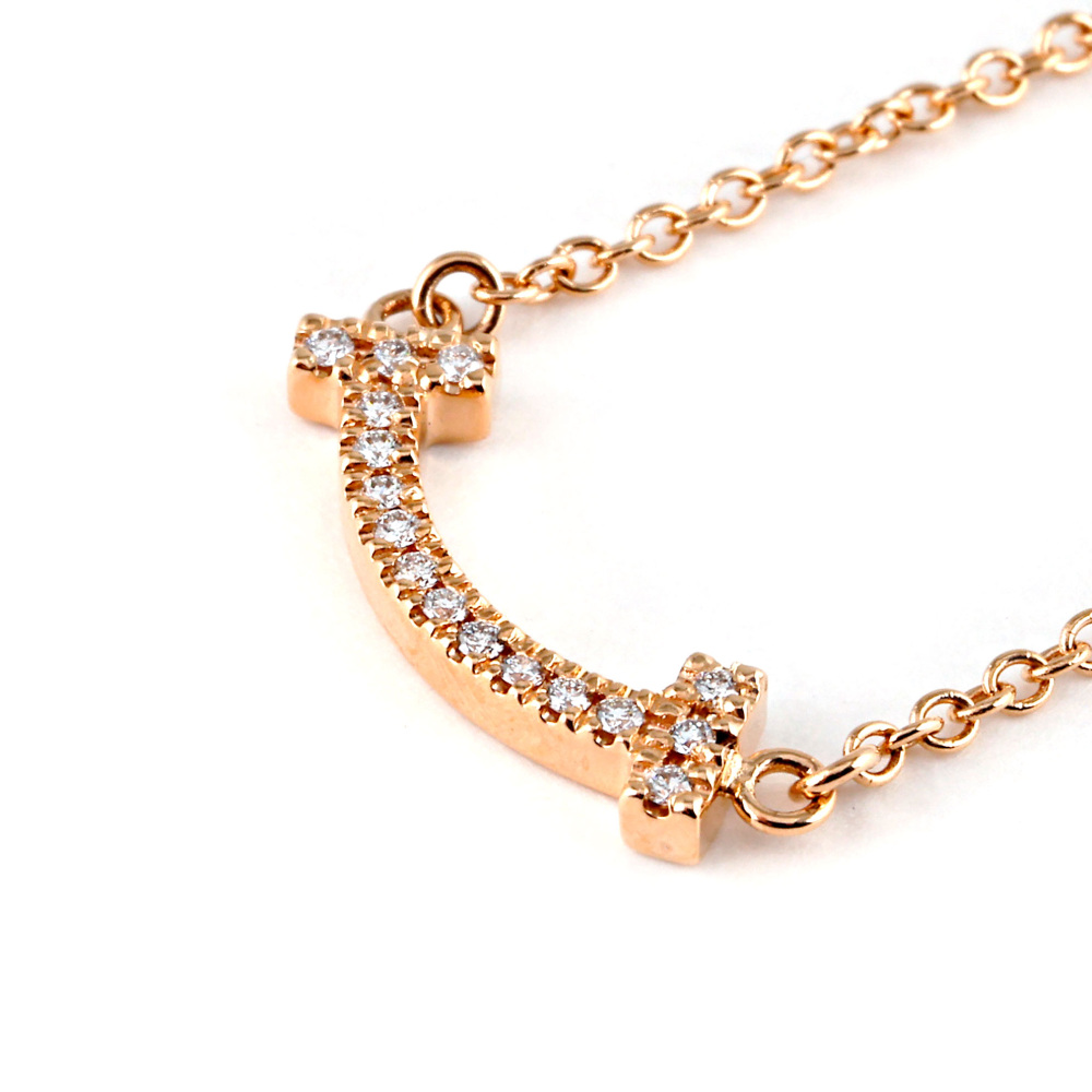 Tiffany & Co. Tiffany T Smile Necklace 18K Rose Gold Diamond 62617772