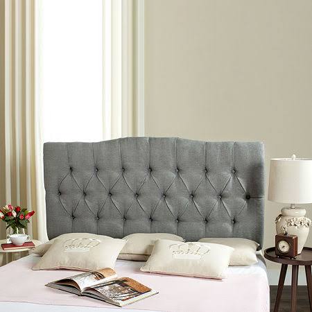 Safavieh Axel Grey Linen Tufted Queen Headboard