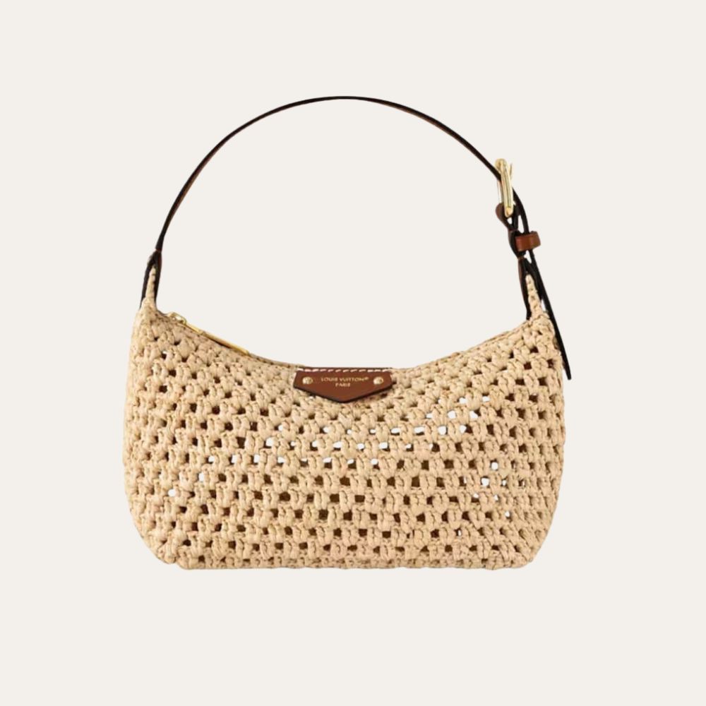 Louis Vuitton Hills Pochette Raffia Natural Tan 7.1 Inches M14304