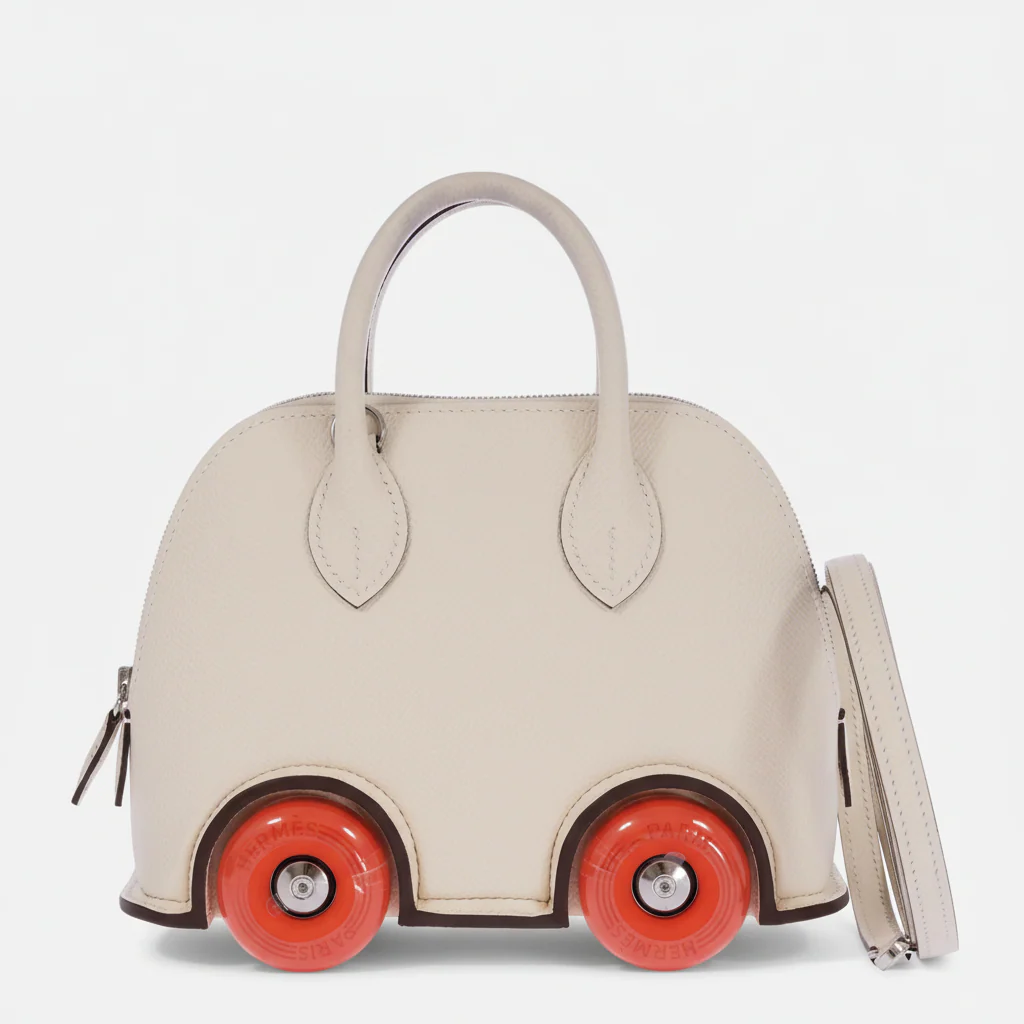 Hermès Mini Bolide 1923 On Wheels Craie Epsom Feu Wheels Palladium Hardware