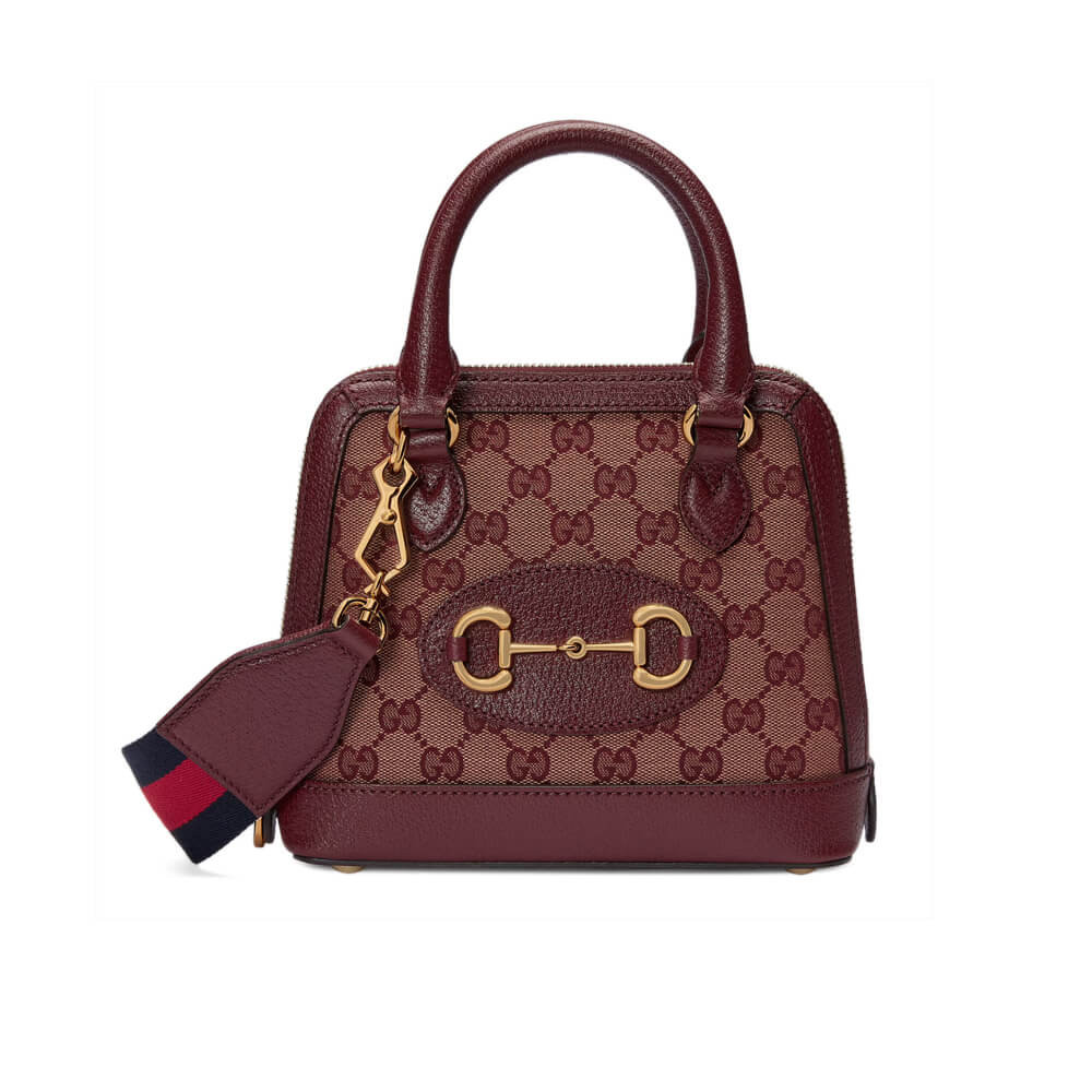 Gucci Horsebit 1955 GG Mini Bag in Burgundy GG Canvas