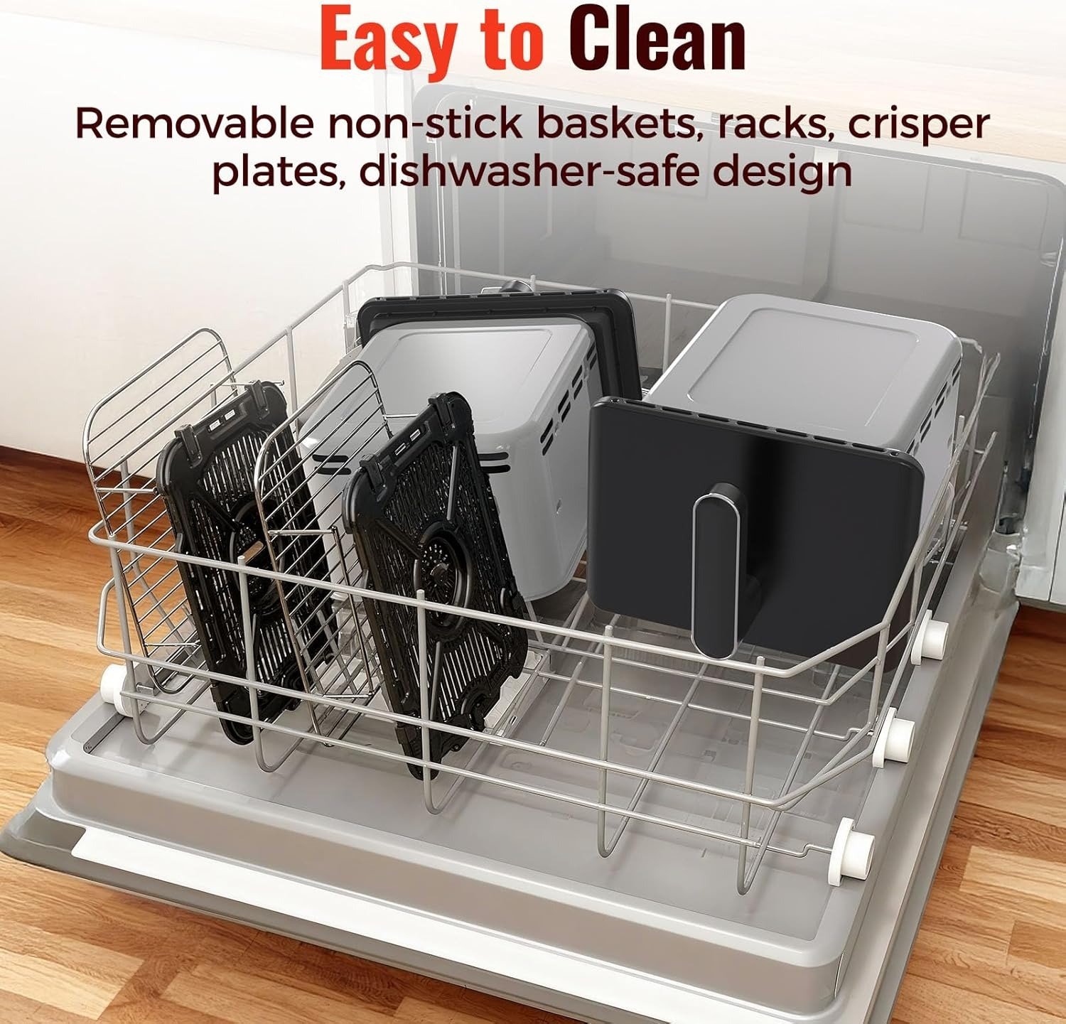 11.6QT Dual Vertical Air Fryer Sync Match 6 Presets Nonstick Dishwasher Safe 1600W Black