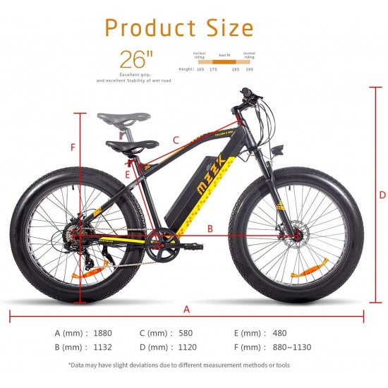 Electric Bicycles for Adults, 750W 48V Motor E-Bike with Removable Lithium Battery, 26″ 4.0 inch Fat Tire 7 Speeds Snow Beach Electric Bikes, Hand Throttle & Pedal Assist