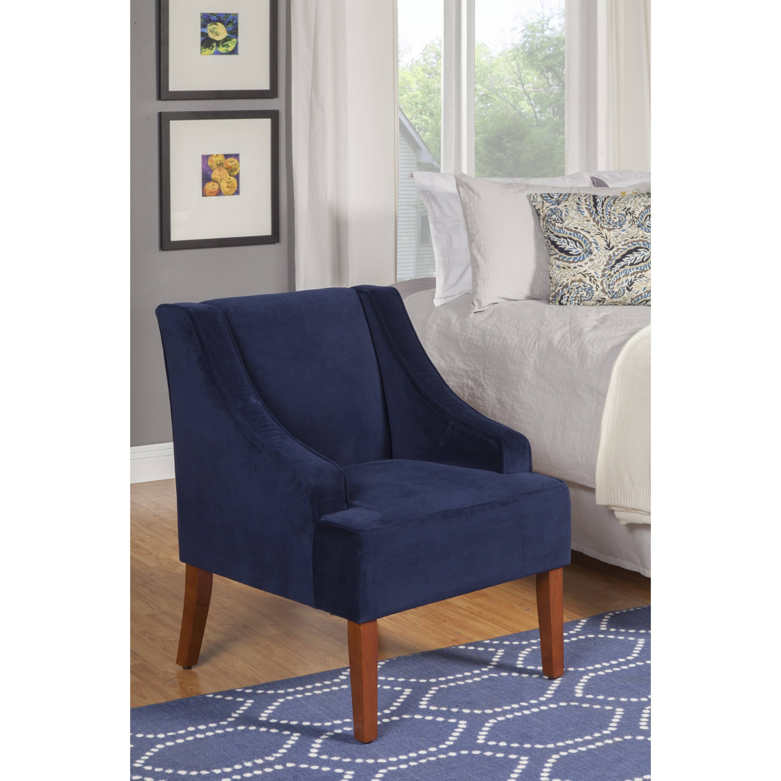HomePop Velvet Swoop Arm Accent Chair, Navy