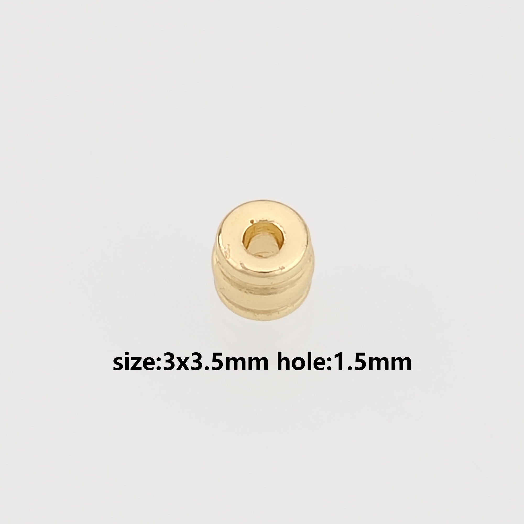 50Pcs 18K Gold Filled Barrel Spacer Beads,Barrel Beads for Bracelet Jewelry Necklace Making Supply