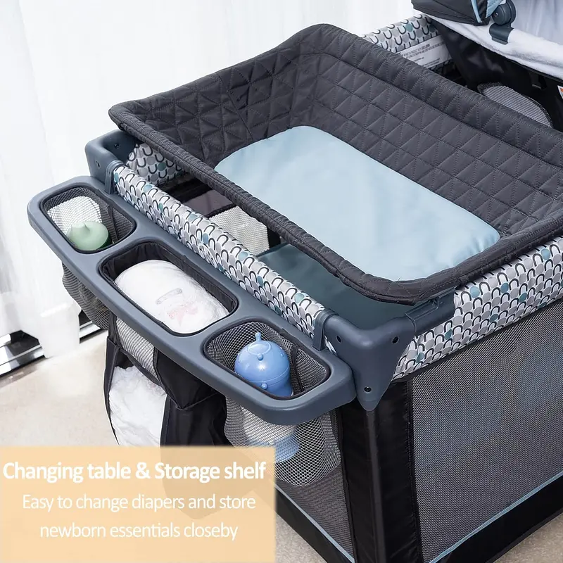 QUTANIX 5-in-1 Multifunctional Pack ‘n Play — Includes Bassinet & Travel Features