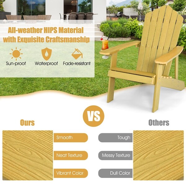 Costway Patio HIPS Adirondack Chair with Cup Holder Weather Resistant