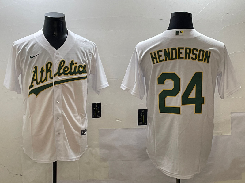 Men's Oakland Athletics Rickey Henderson #24 White Replica Team Jersey