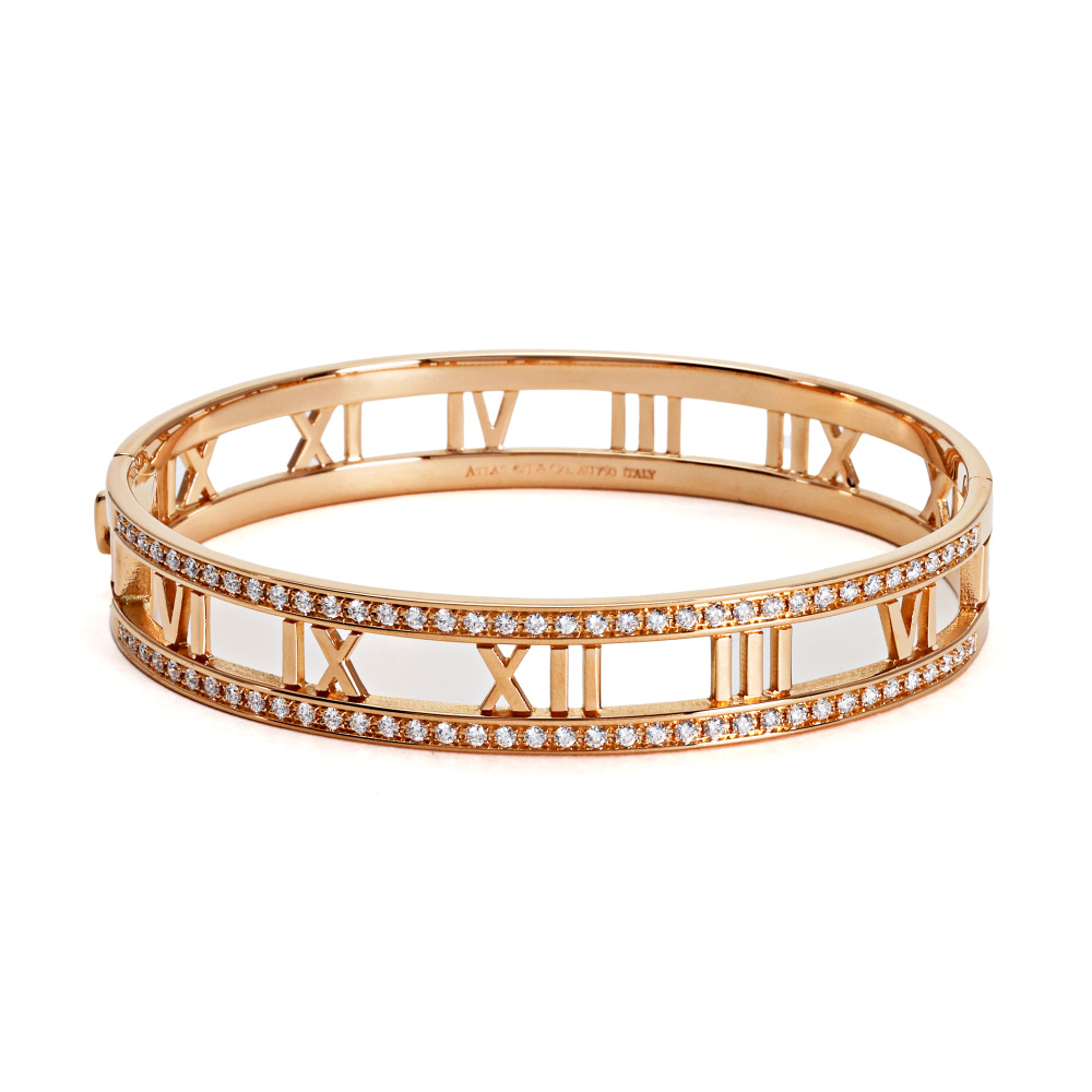 Tiffany & Co. Atlas Open Atlas Bracelet 18K Rose Gold Diamond