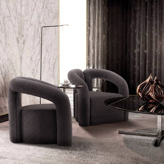 Set Of 2 Darian Modern Boucle Upholstered Accent Chairs Manhattan Comfort