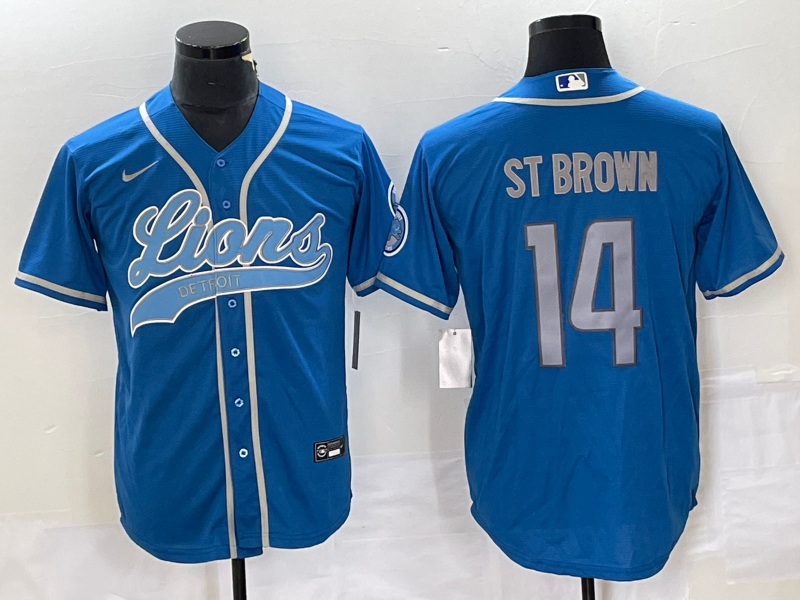 Men's Detroit Lions Amon-Ra St. Brown #14 Blue Player Jersey