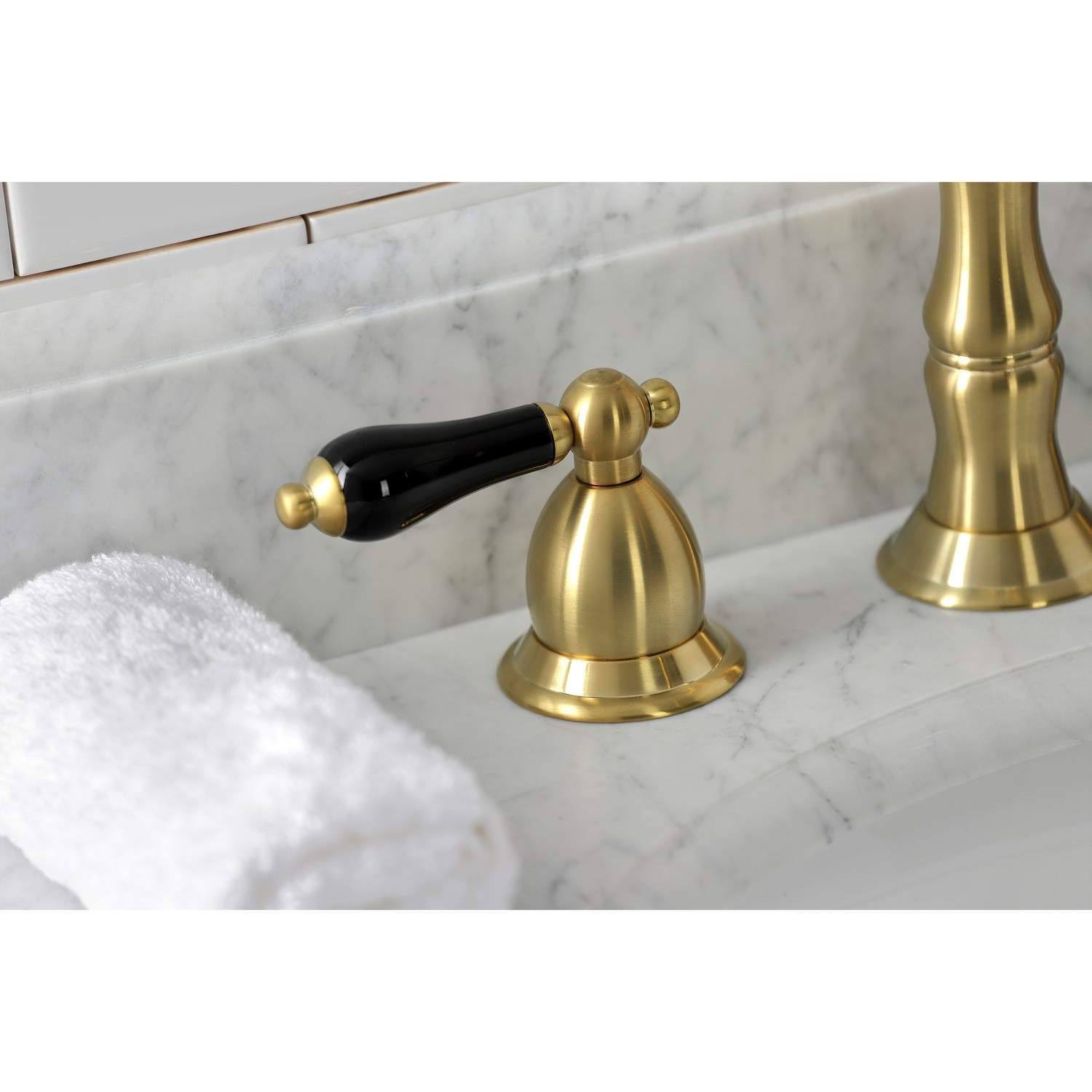 Kingston Brass KS1970PKL Duchess Widespread Bathroom Faucet with Brass Pop-Up Matte Black