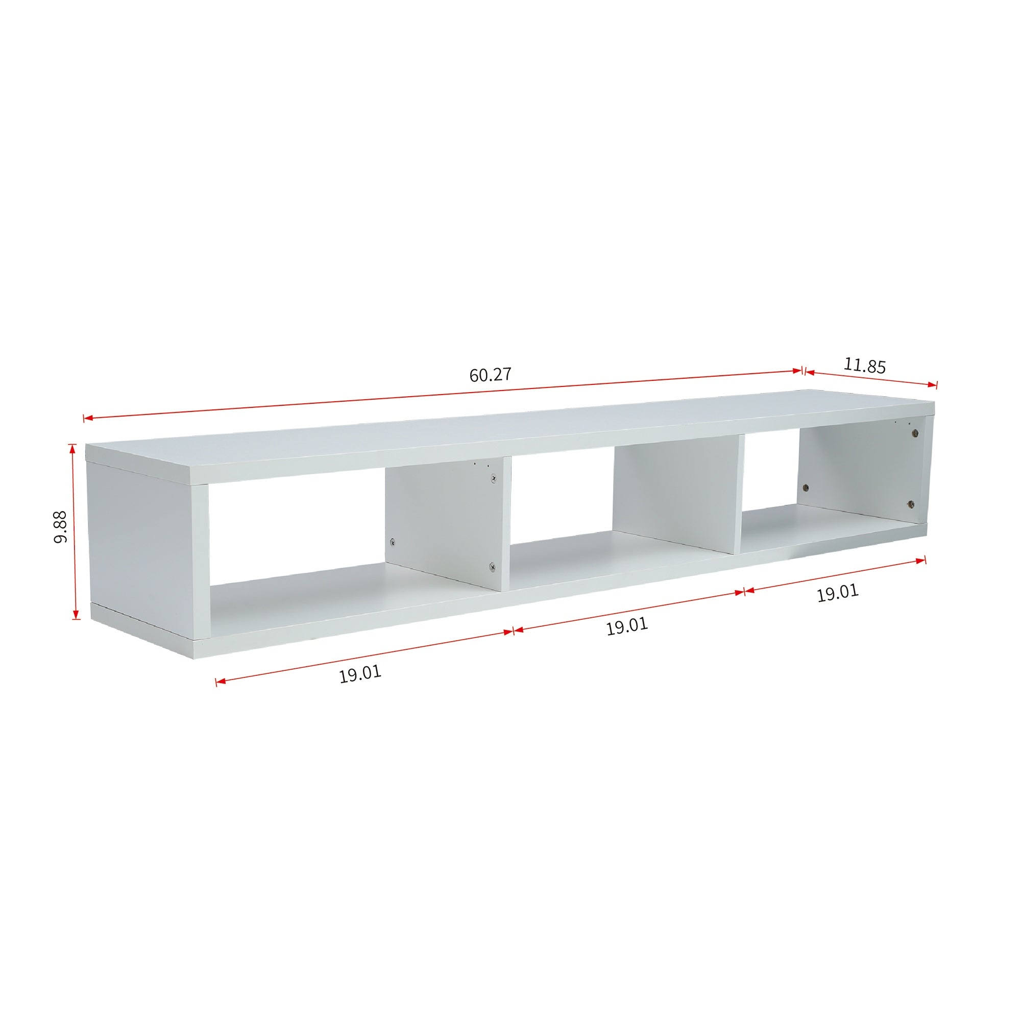 TiramisuBest Modern Shallow Floating TV Console Stand 60x22 - White