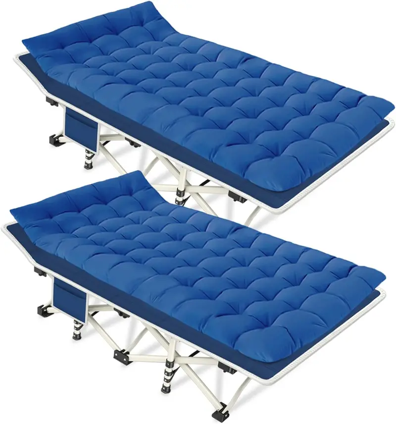 Two-Piece Folding Camping Cot Set – Includes Mattresses, Heavy-Duty Frames & Carry Bags