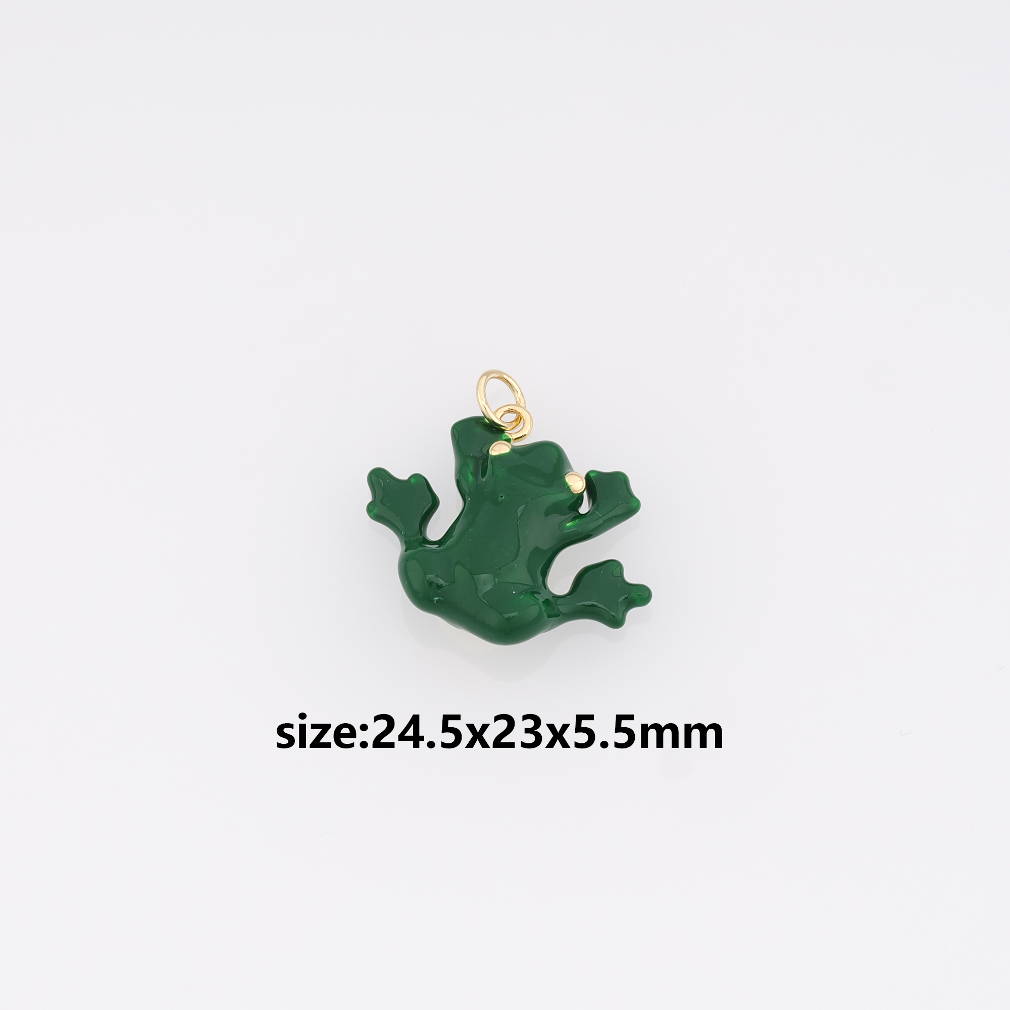 18K Gold Filled Frog Pendant,Enamel Frog Charm Earrings Necklace for DIY Jewelry Making Supply