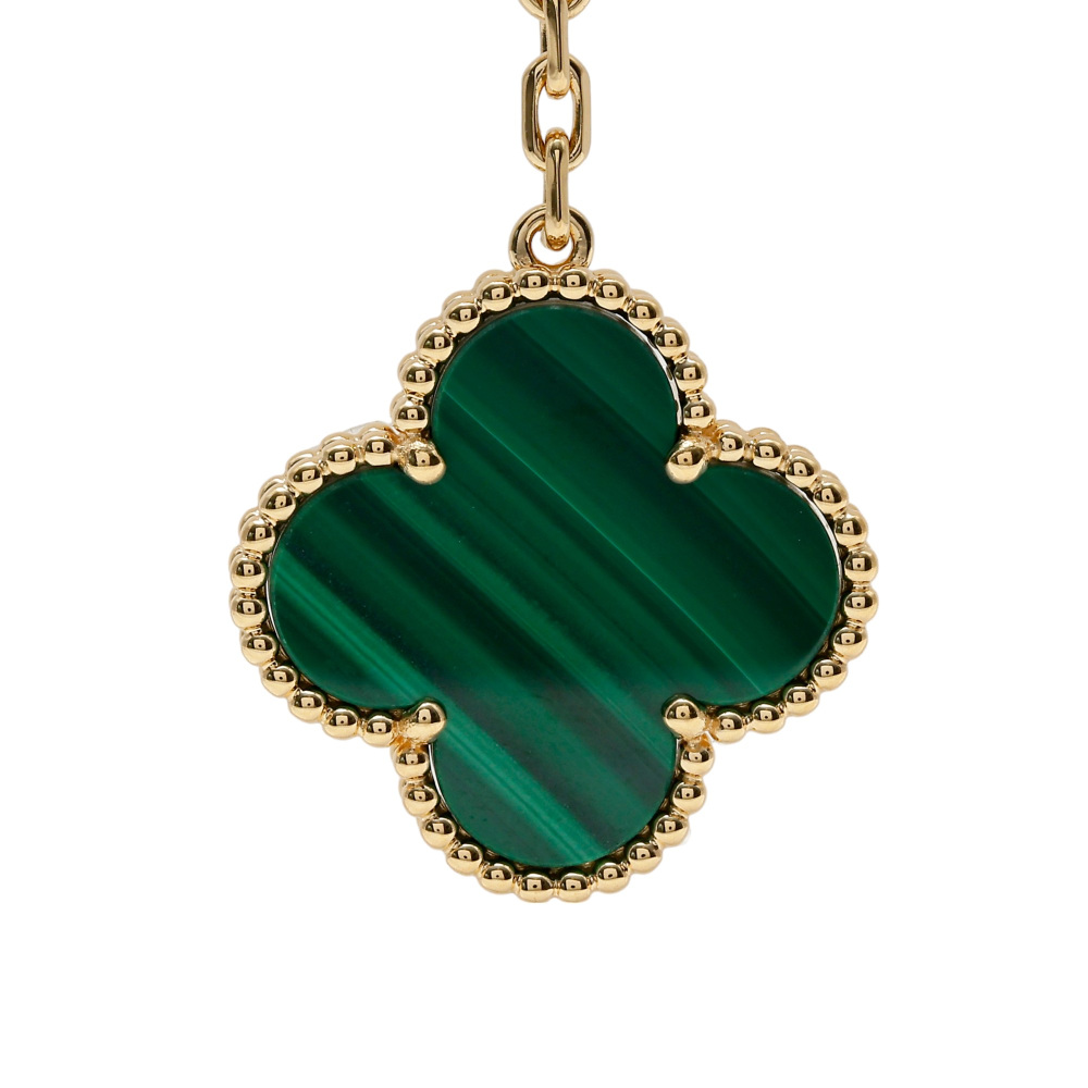 Van Cleef & Arpels Magic Alhambra 3 Motifs Earrings 18K Yellow Gold Malachite VCARO2AG00