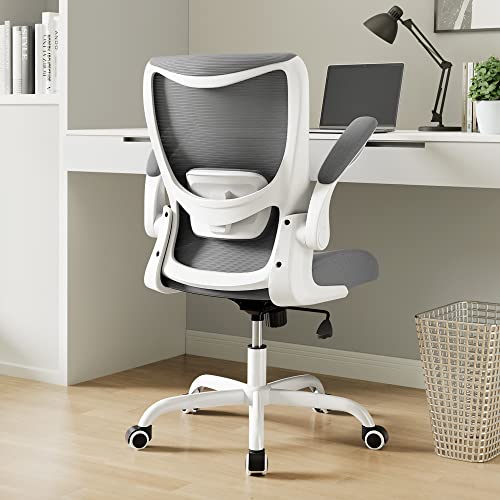 Office Chair, Ergonomic Desk Chair with Adjustable Lumbar Support and Flip up Armrest, Breathable Mesh Computer Chair for Home Office, Black