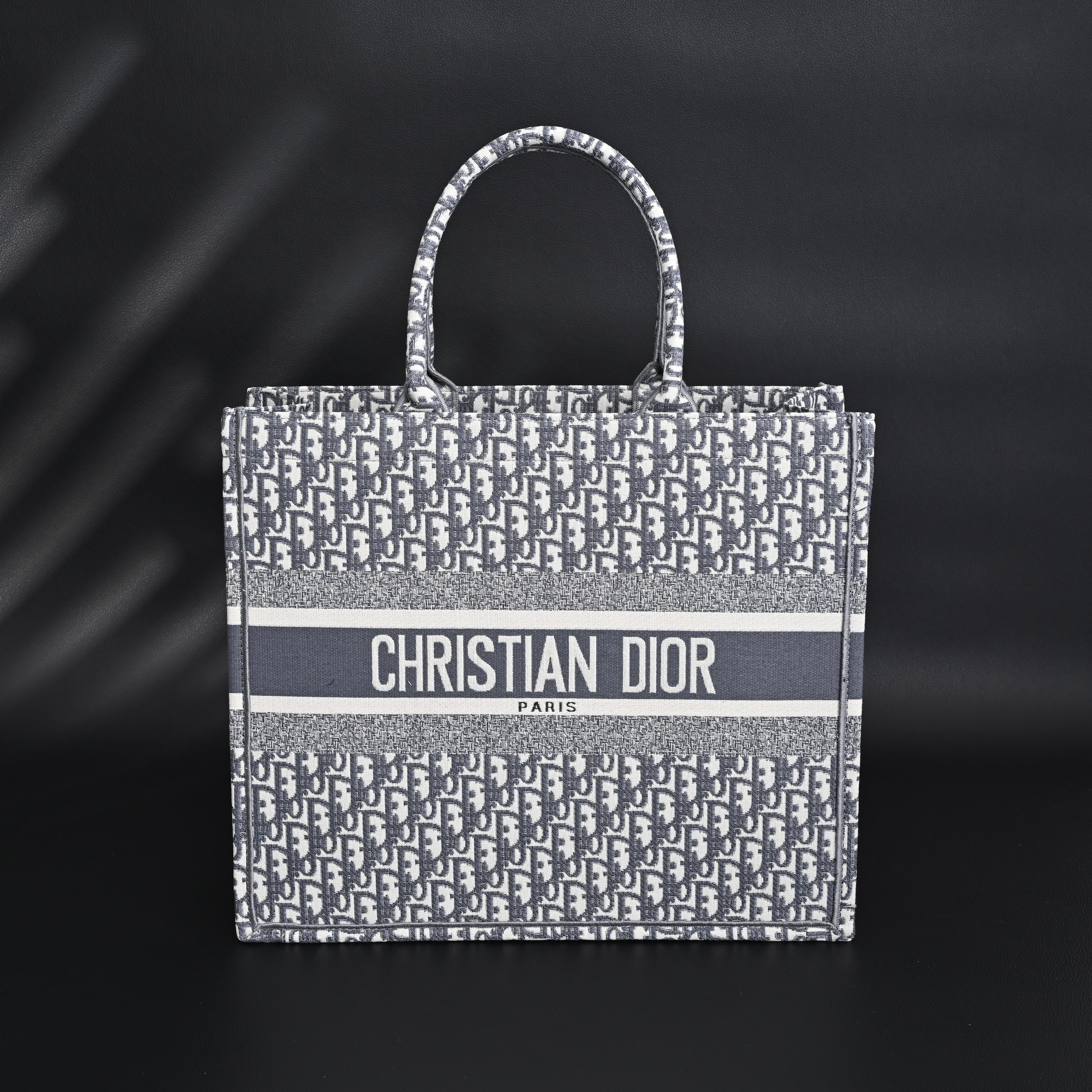 Christian Dior Large Book Tote – Grey Oblique Embroidery
