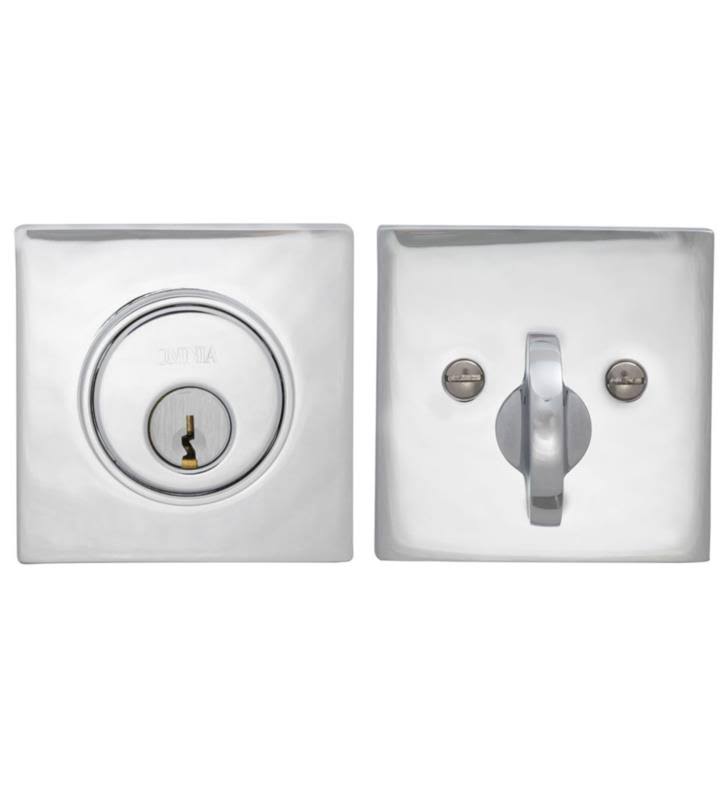 Omnia SQRDB Modern Single Cylinder Deadbolt with Square Style Rose from The Prod Polished Brass