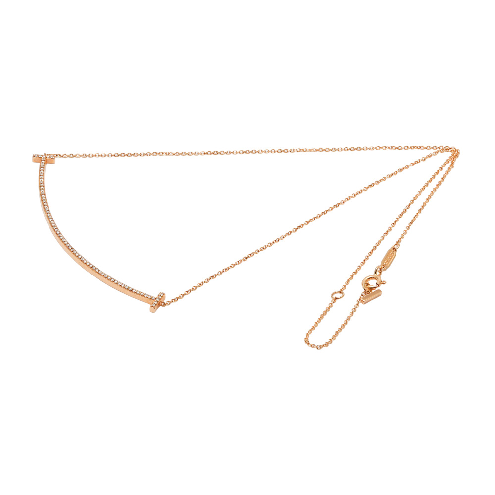 Tiffany & Co. Tiffany T Smile L Necklace 18K Rose Gold Diamond 60011654