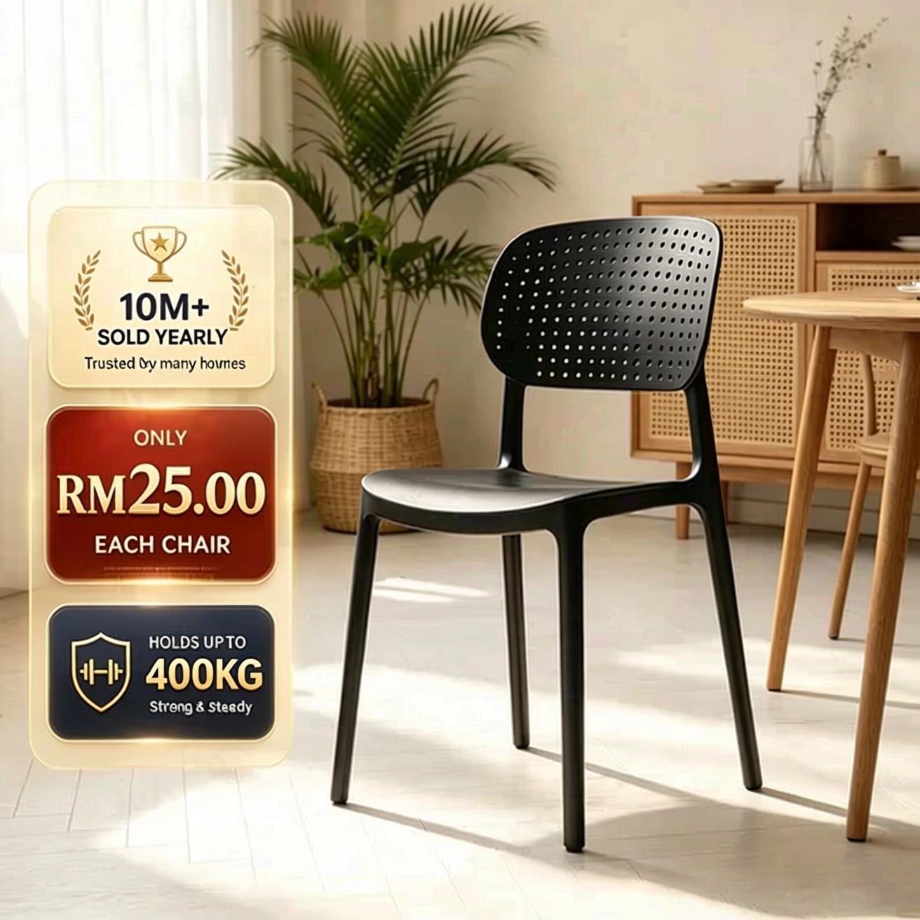 Kerusi Makan Dining Chair Modern Design Plastic Chair Made In Malaysia Indoor Outdoor Ready Stock