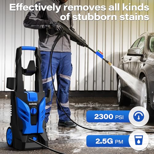 Electric Pressure Washer, 2.5 GPM Power Washer with 4 Nozzles and Foam Cannon, High Pressure Cleaning Machine for Cars, Driveways, Fences, Patios, Home Cleaning