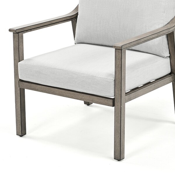 3Piece Aluminum Patio Conversation Set with End Table and Cushions