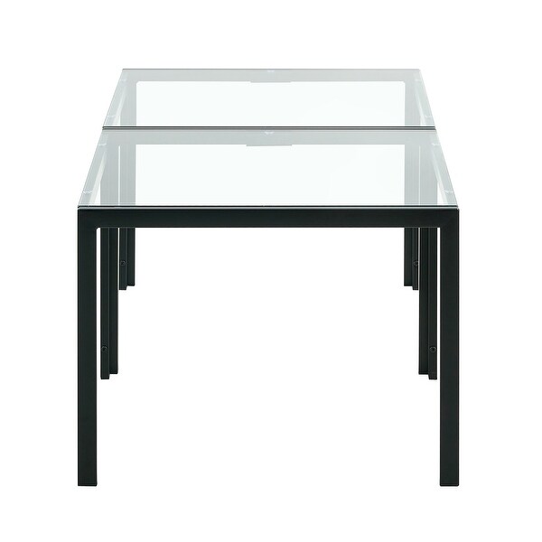 Coffee Table Set of 2,Square with Tempered Glass Finish