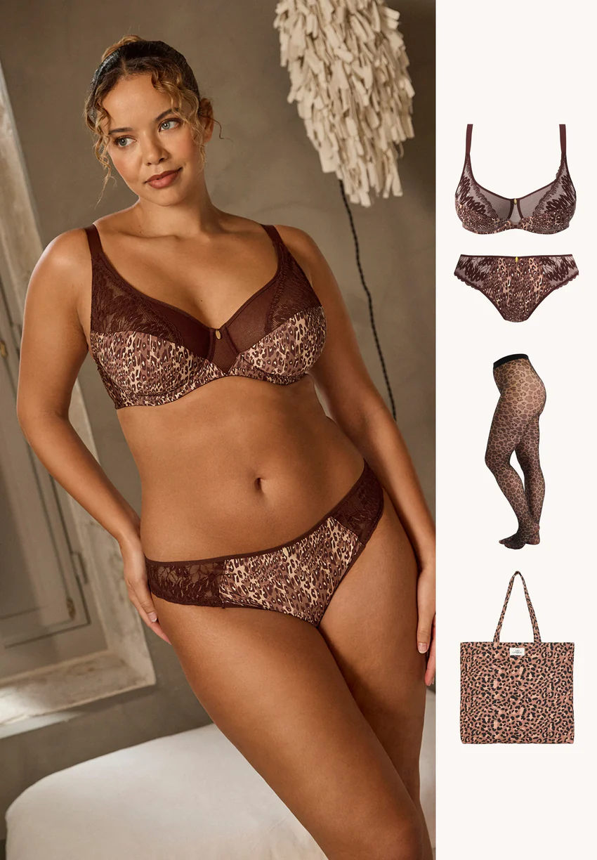 Ensemble Naia avec collants et tote bag léopard