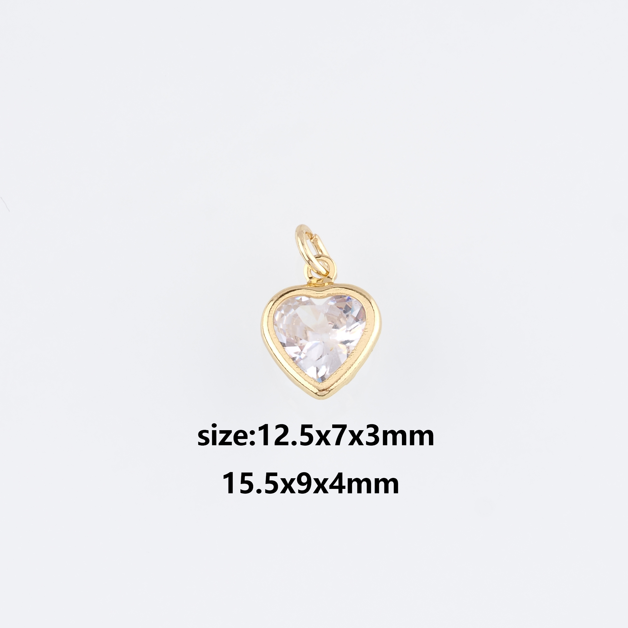 18K Gold Filled Heart Pendant,CZ Micro Pave Heart Charm Earrings Necklace for DIY Jewelry Making Supply