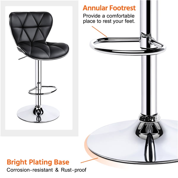 Alden Design Adjustable Midback Faux Leather Bar Stool, Set of 2