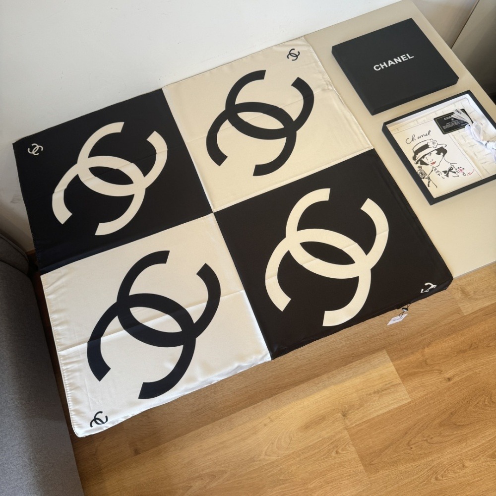 Chanel Scarf Large Double C Letter Square Scarf 100% Silk 90*90cm Accessories - cnluxepick