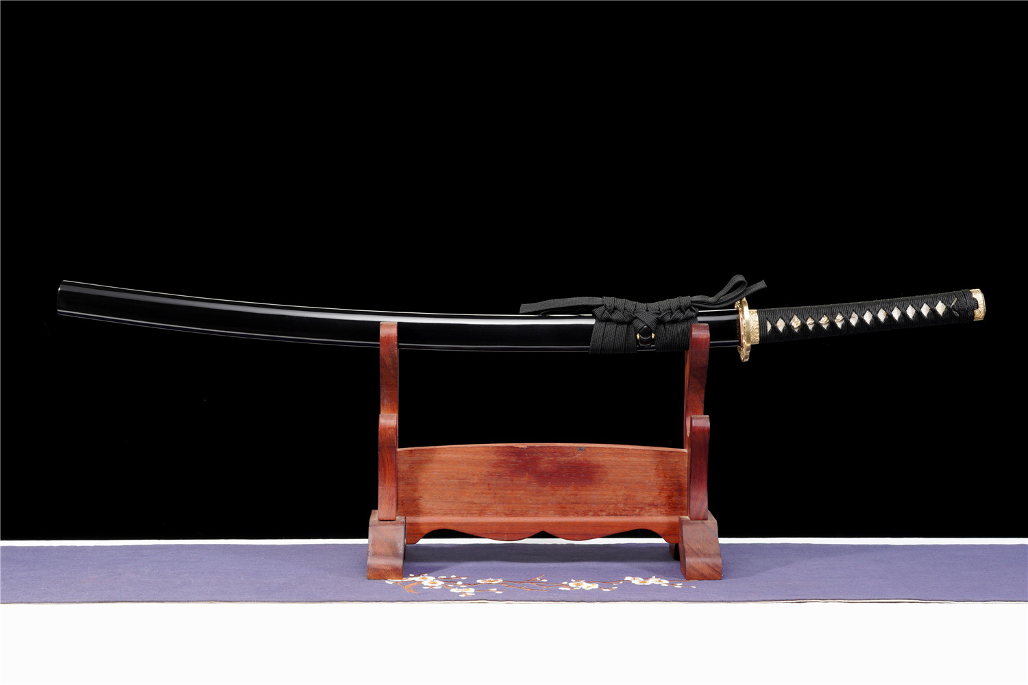 Handmade Katana Damascus Sanmai Blue Blade Phoenix Tail Copper Tsuba Full Tang