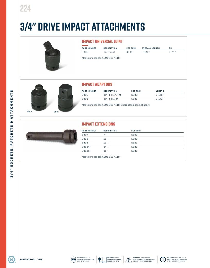 Wright Tool 6800 Impact Universal Joint
