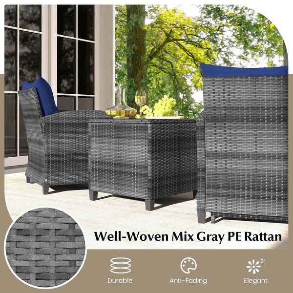 Costway 5 Piece Patio Rattan Furniture with 2 Ottomans and Tempered
