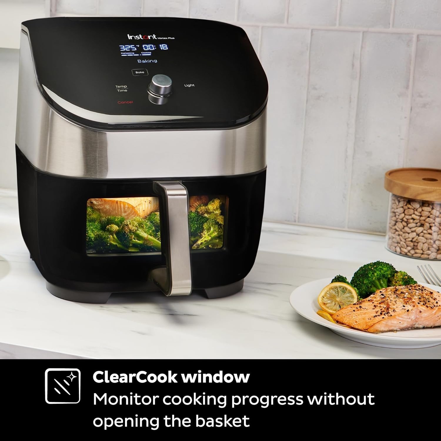 6QT 6-in-1 Air Fryer, Even Crisp Technology, Odor Erase, ClearCook Window, Black