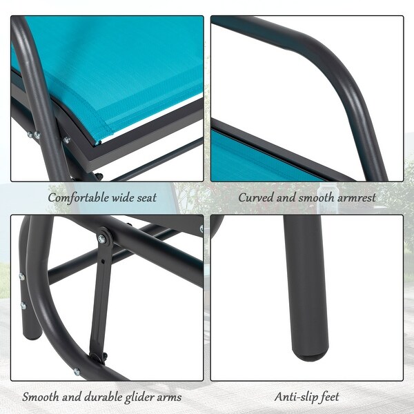 Outsunny Glider/Rocking Chair Set with Breathable Mesh Fabric,Curved Armrest
