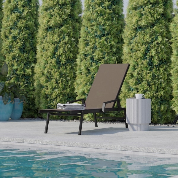 AllWeather Textilene Adjustable Chaise Lounge Chair with Arms