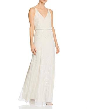 Adrianna Papell Beaded Blouson Gown - 2 / Black
